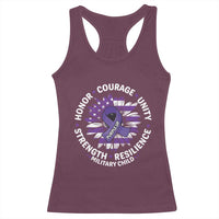 Military Child Month Racerback Tank Top Purple Up Military Child Honor Courage Unity Strength Resilience