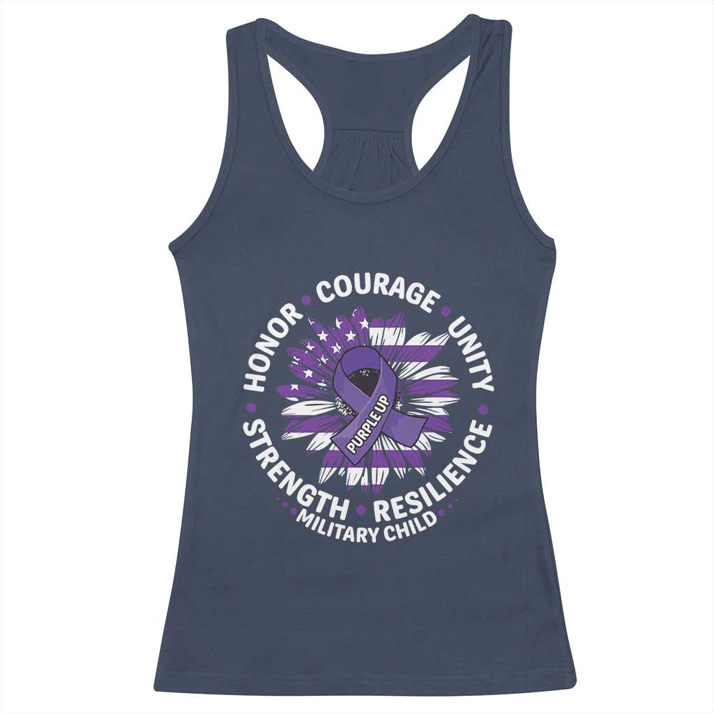 Military Child Month Racerback Tank Top Purple Up Military Child Honor Courage Unity Strength Resilience