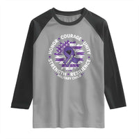 Military Child Month Raglan Shirt Purple Up Military Child Honor Courage Unity Strength Resilience
