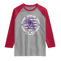 Military Child Month Raglan Shirt Purple Up Military Child Honor Courage Unity Strength Resilience