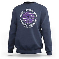 Military Child Month Sweatshirt Purple Up Military Child Honor Courage Unity Strength Resilience