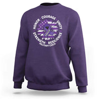 Military Child Month Sweatshirt Purple Up Military Child Honor Courage Unity Strength Resilience