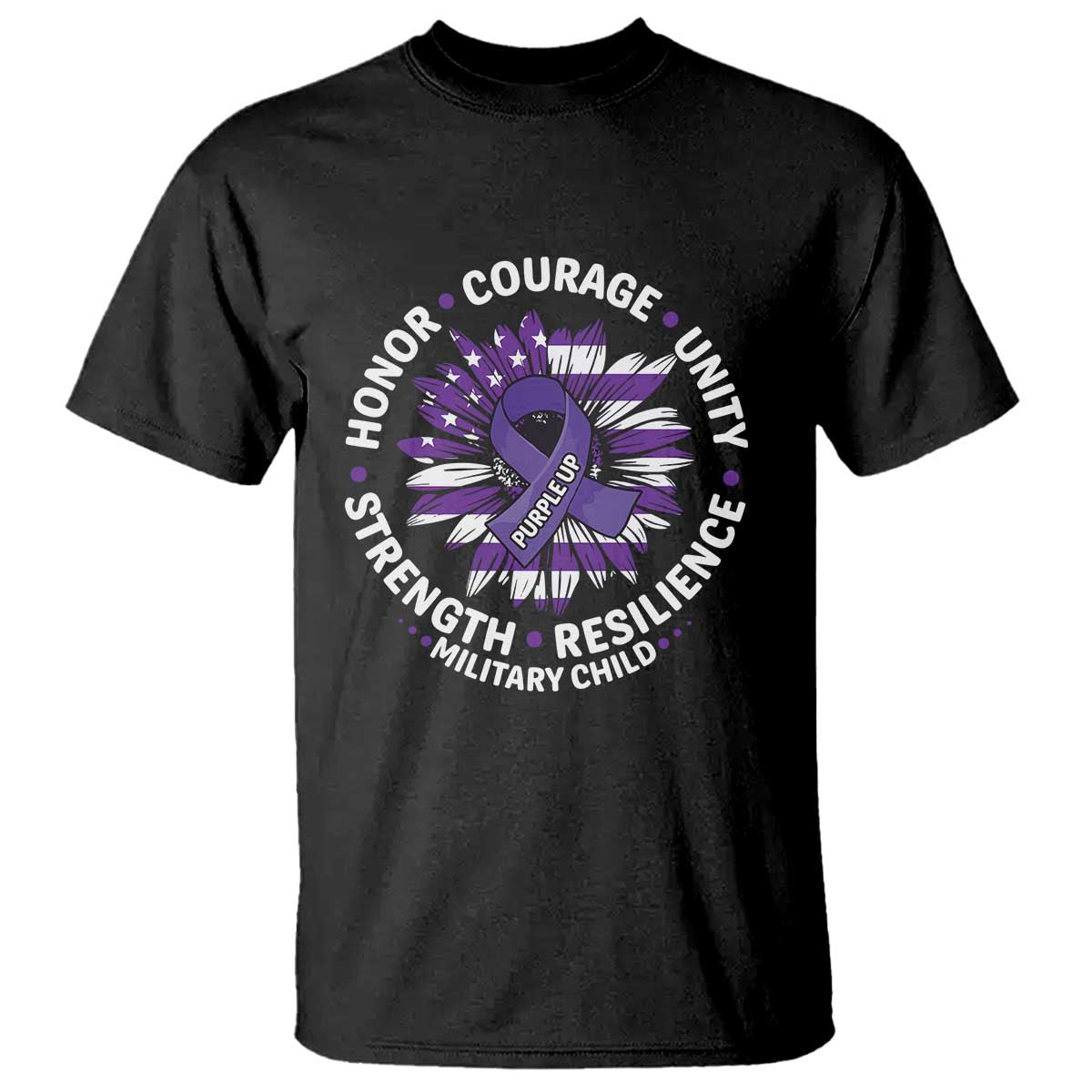 Military Child Month T Shirt Purple Up Military Child Honor Courage Unity Strength Resilience