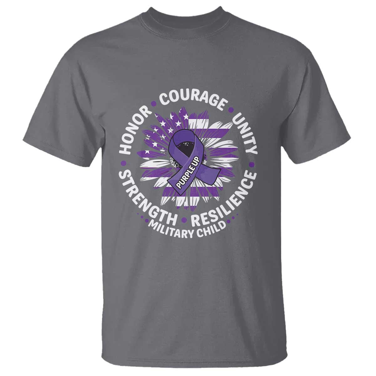 Military Child Month T Shirt Purple Up Military Child Honor Courage Unity Strength Resilience