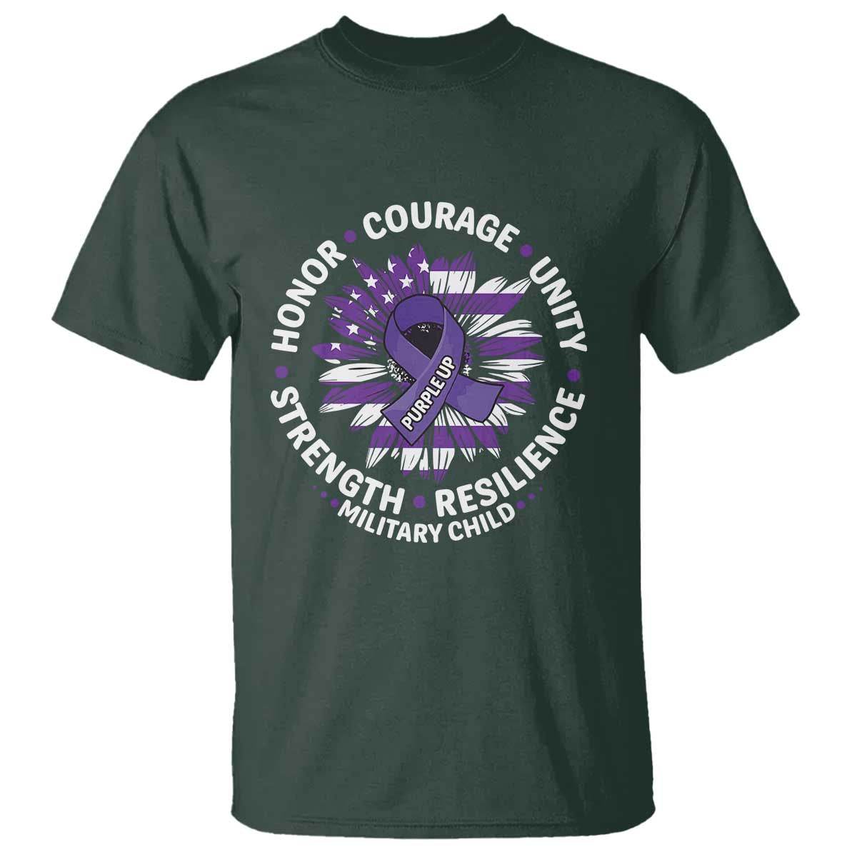 Military Child Month T Shirt Purple Up Military Child Honor Courage Unity Strength Resilience
