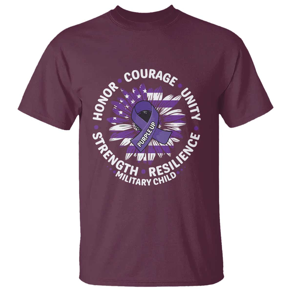Military Child Month T Shirt Purple Up Military Child Honor Courage Unity Strength Resilience
