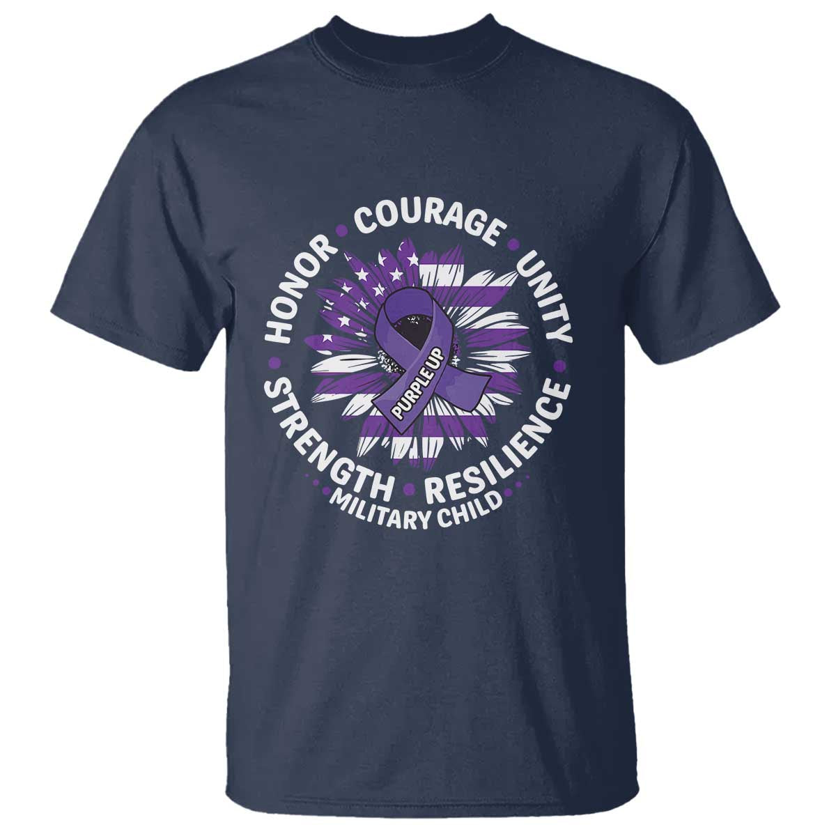 Military Child Month T Shirt Purple Up Military Child Honor Courage Unity Strength Resilience