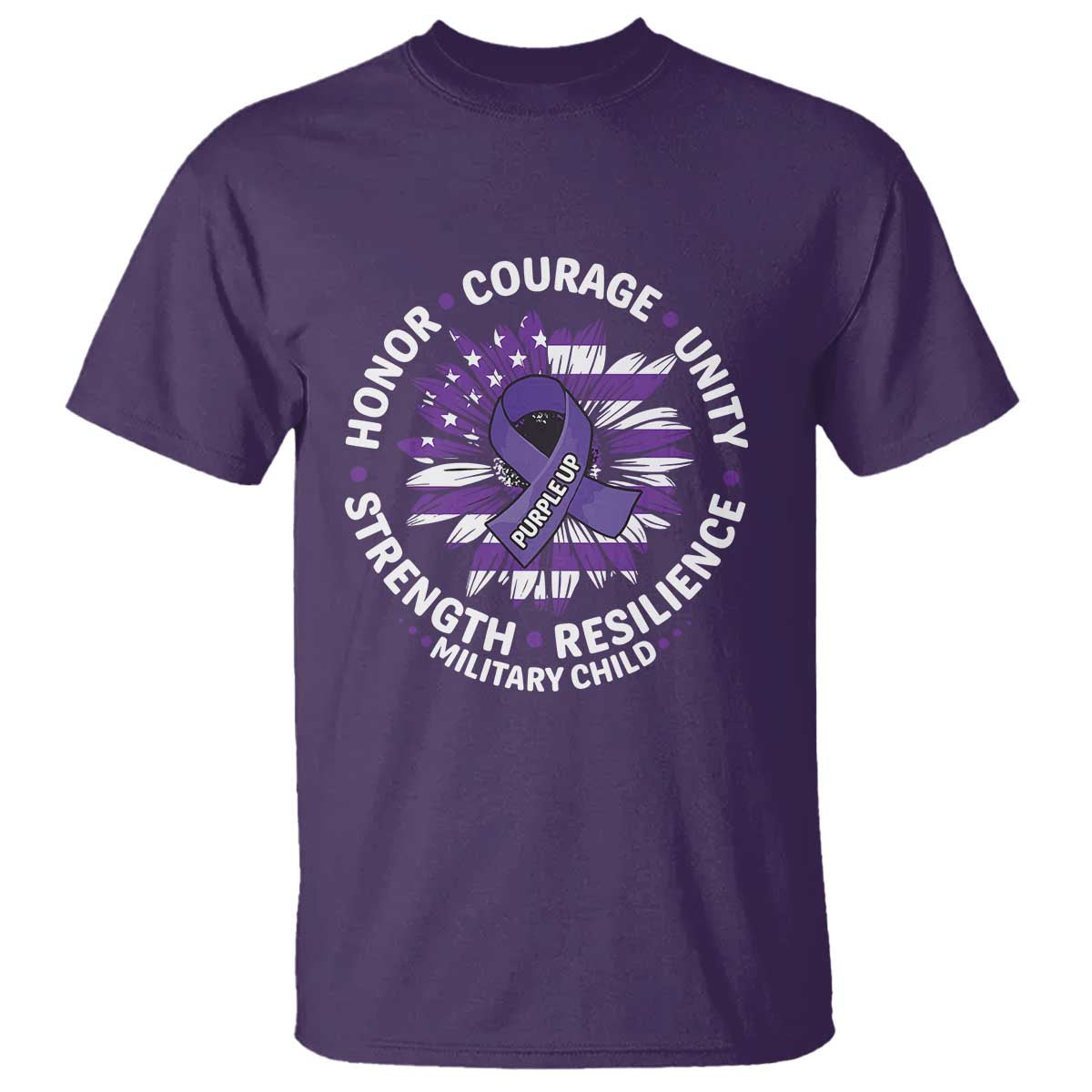 Military Child Month T Shirt Purple Up Military Child Honor Courage Unity Strength Resilience