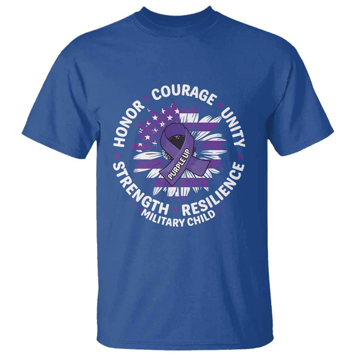 Military Child Month T Shirt Purple Up Military Child Honor Courage Unity Strength Resilience