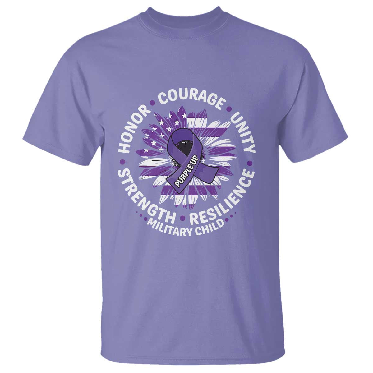 Military Child Month T Shirt Purple Up Military Child Honor Courage Unity Strength Resilience