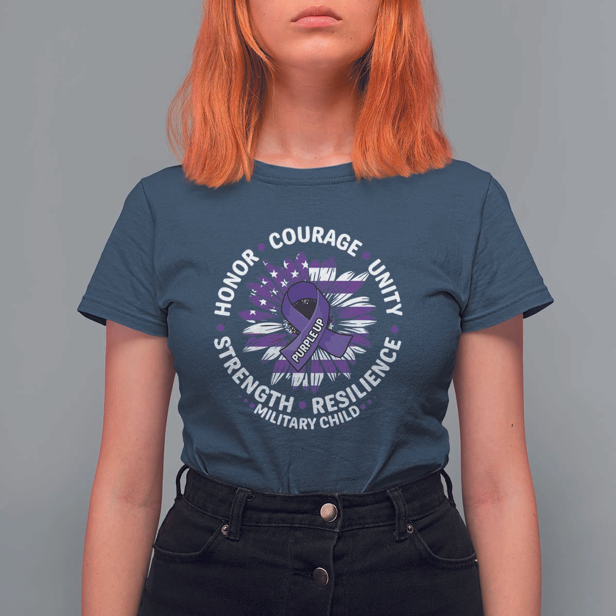 Military Child Month T Shirt For Women Purple Up Military Child Honor Courage Unity Strength Resilience
