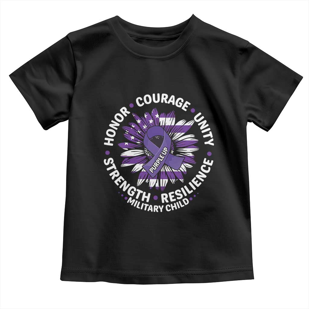 Military Child Month Toddler T Shirt Purple Up Military Child Honor Courage Unity Strength Resilience