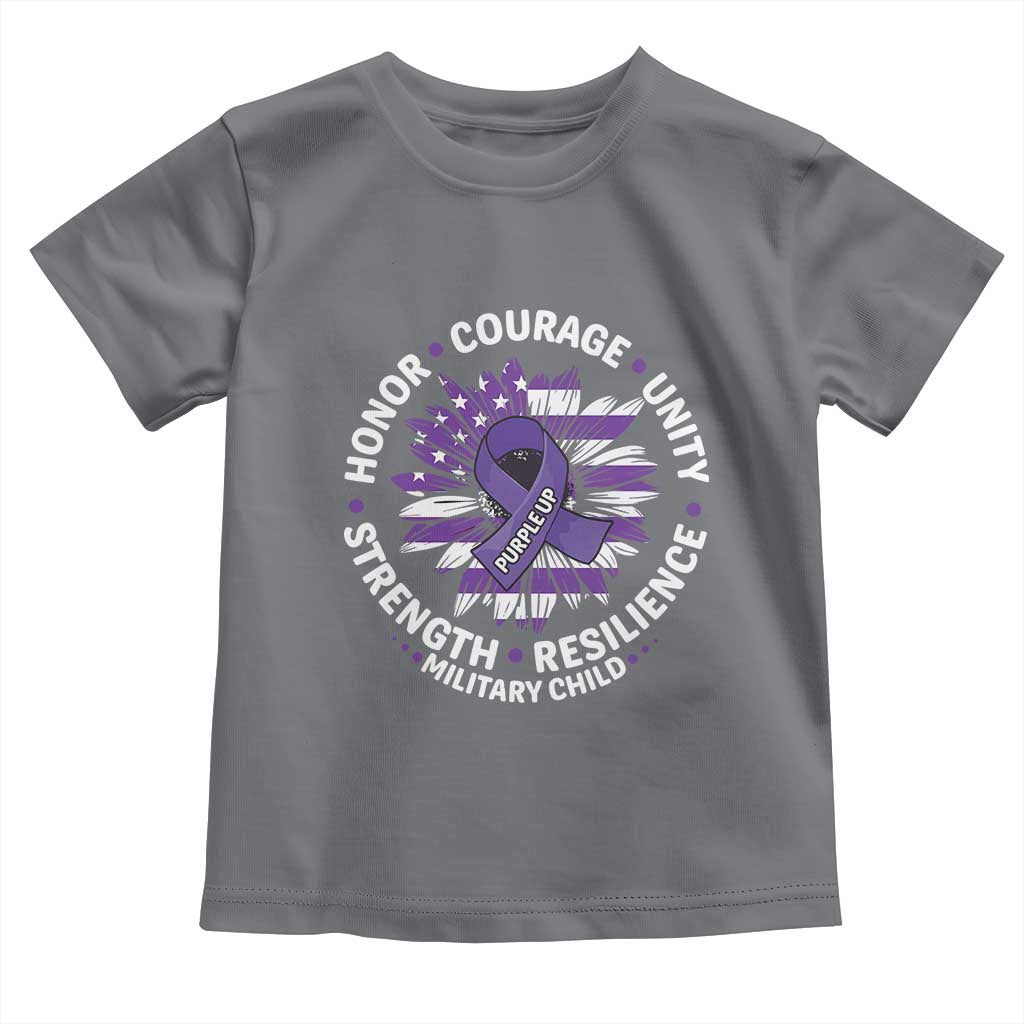 Military Child Month Toddler T Shirt Purple Up Military Child Honor Courage Unity Strength Resilience
