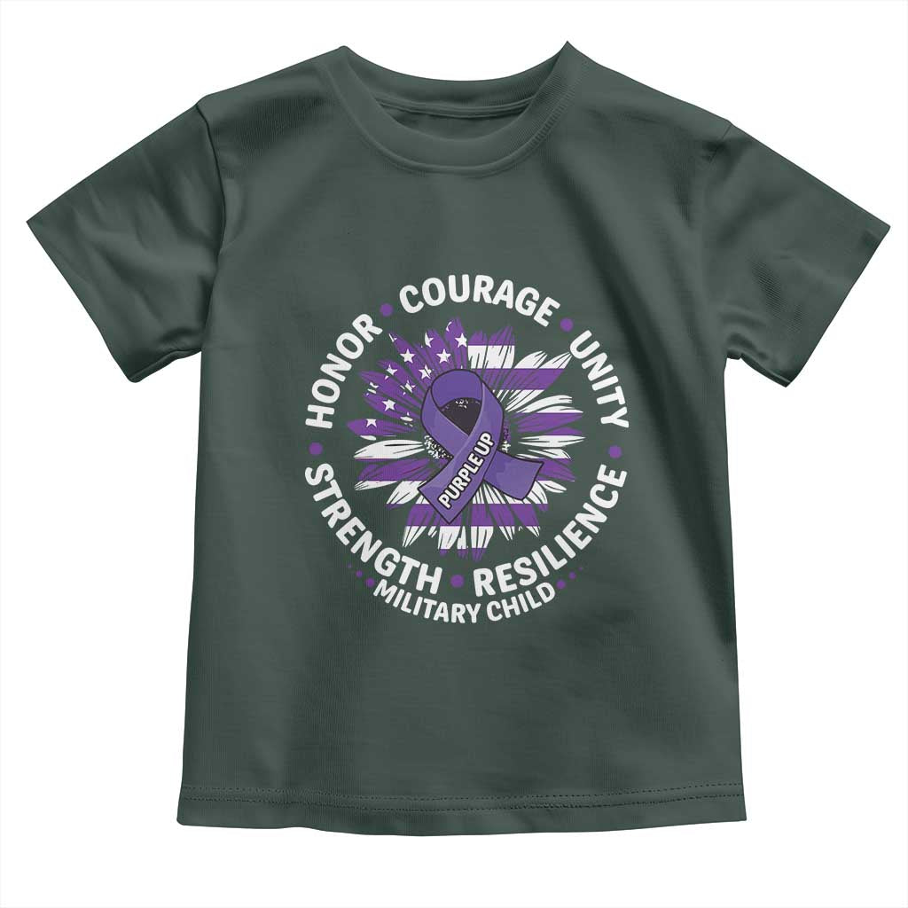 Military Child Month Toddler T Shirt Purple Up Military Child Honor Courage Unity Strength Resilience