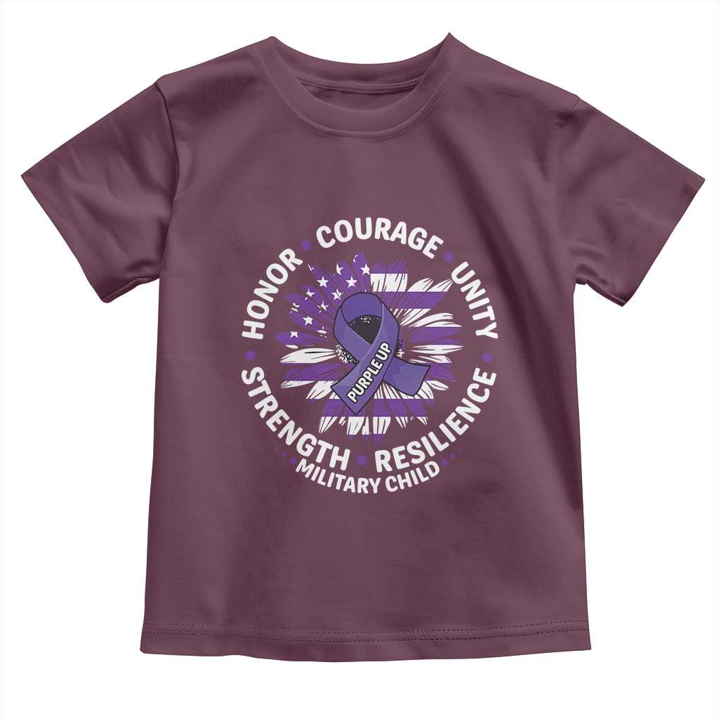 Military Child Month Toddler T Shirt Purple Up Military Child Honor Courage Unity Strength Resilience