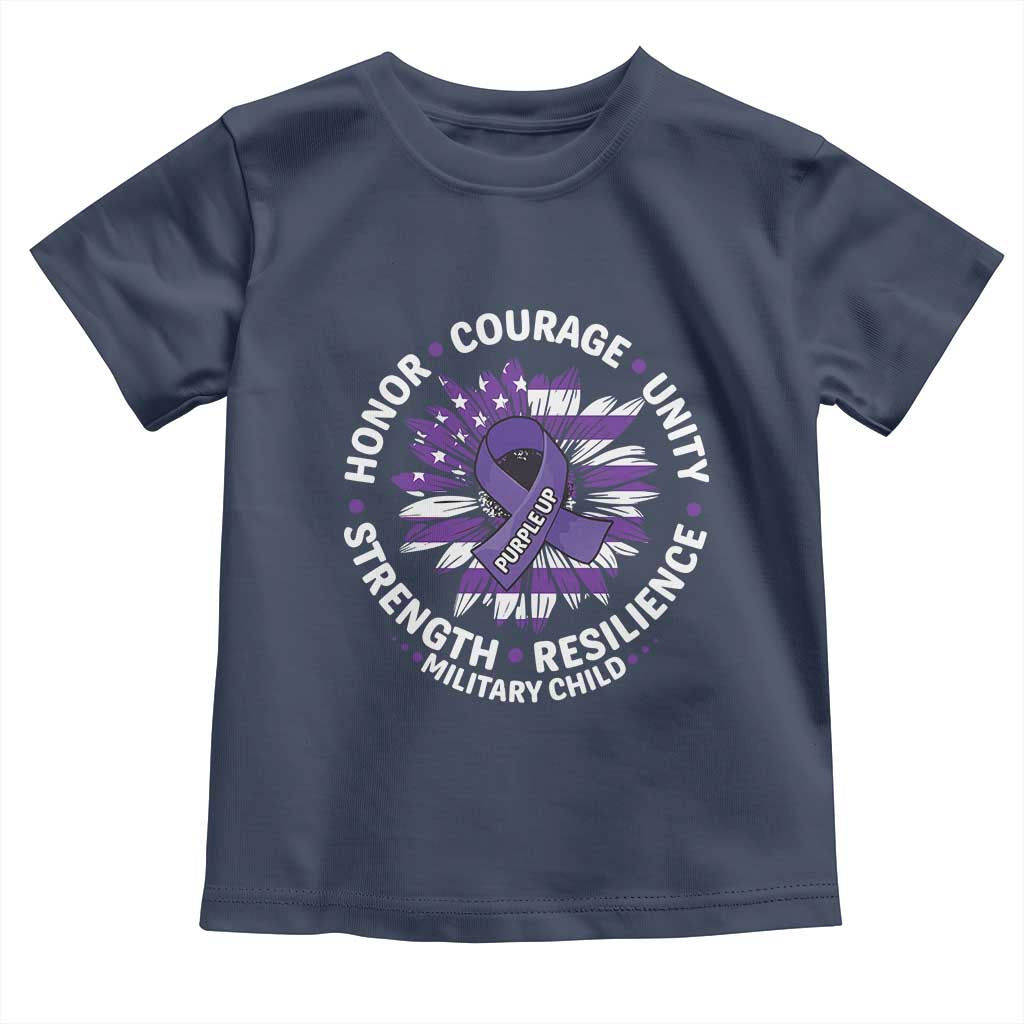 Military Child Month Toddler T Shirt Purple Up Military Child Honor Courage Unity Strength Resilience