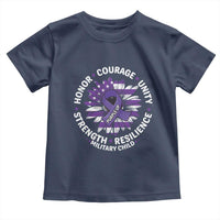 Military Child Month Toddler T Shirt Purple Up Military Child Honor Courage Unity Strength Resilience