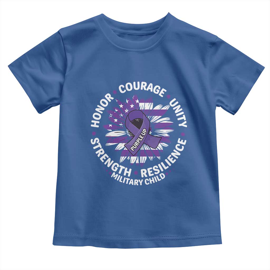 Military Child Month Toddler T Shirt Purple Up Military Child Honor Courage Unity Strength Resilience