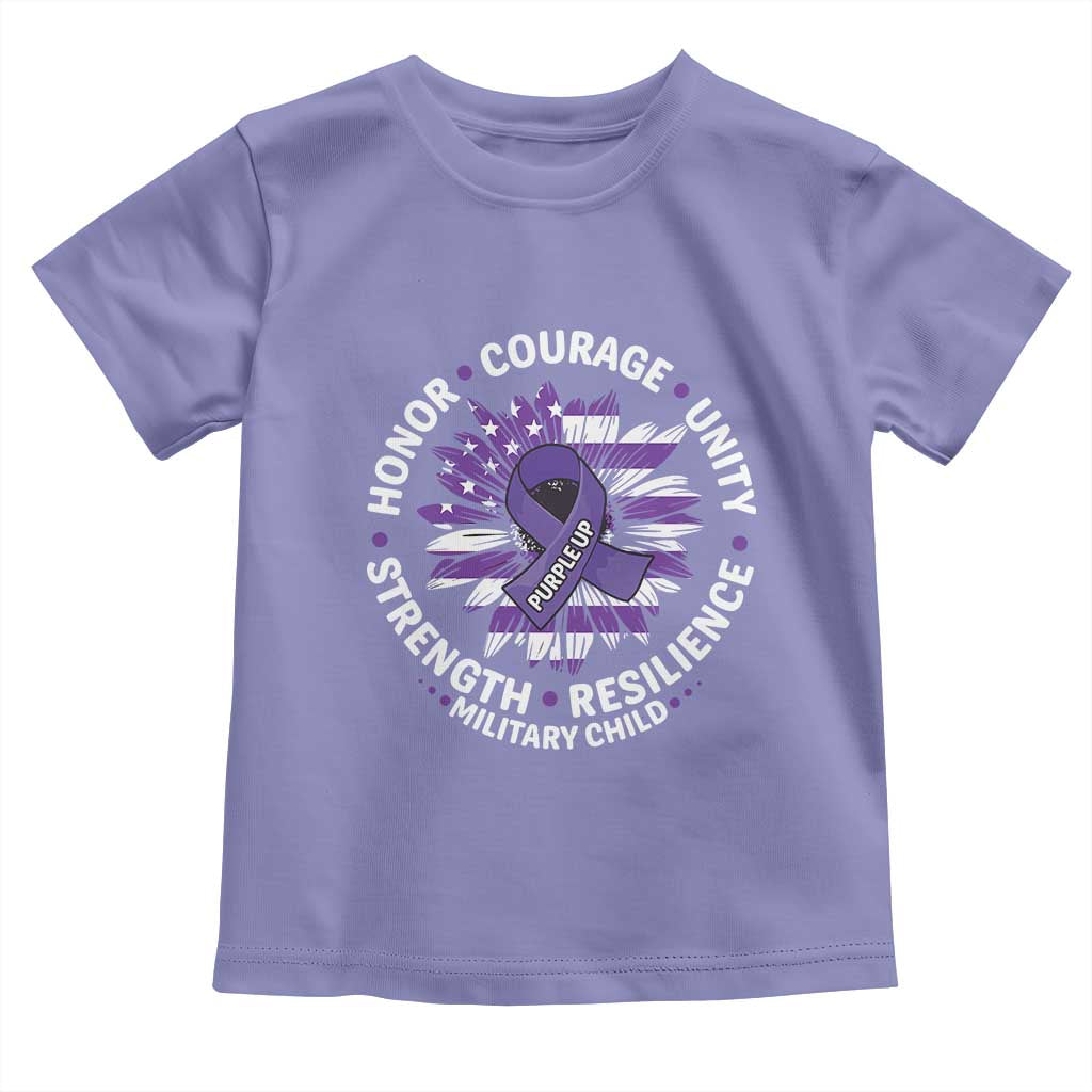 Military Child Month Toddler T Shirt Purple Up Military Child Honor Courage Unity Strength Resilience