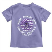 Military Child Month Toddler T Shirt Purple Up Military Child Honor Courage Unity Strength Resilience