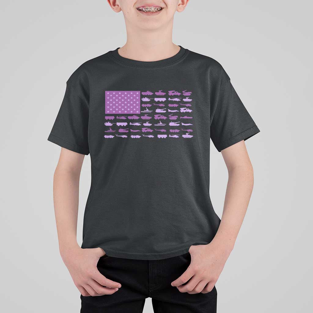 Military Child Month Military Transport American Flag T Shirt For Kid