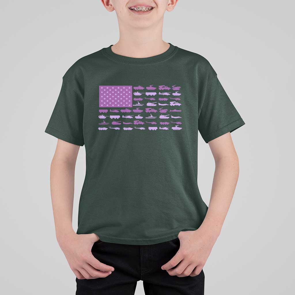 Military Child Month Military Transport American Flag T Shirt For Kid