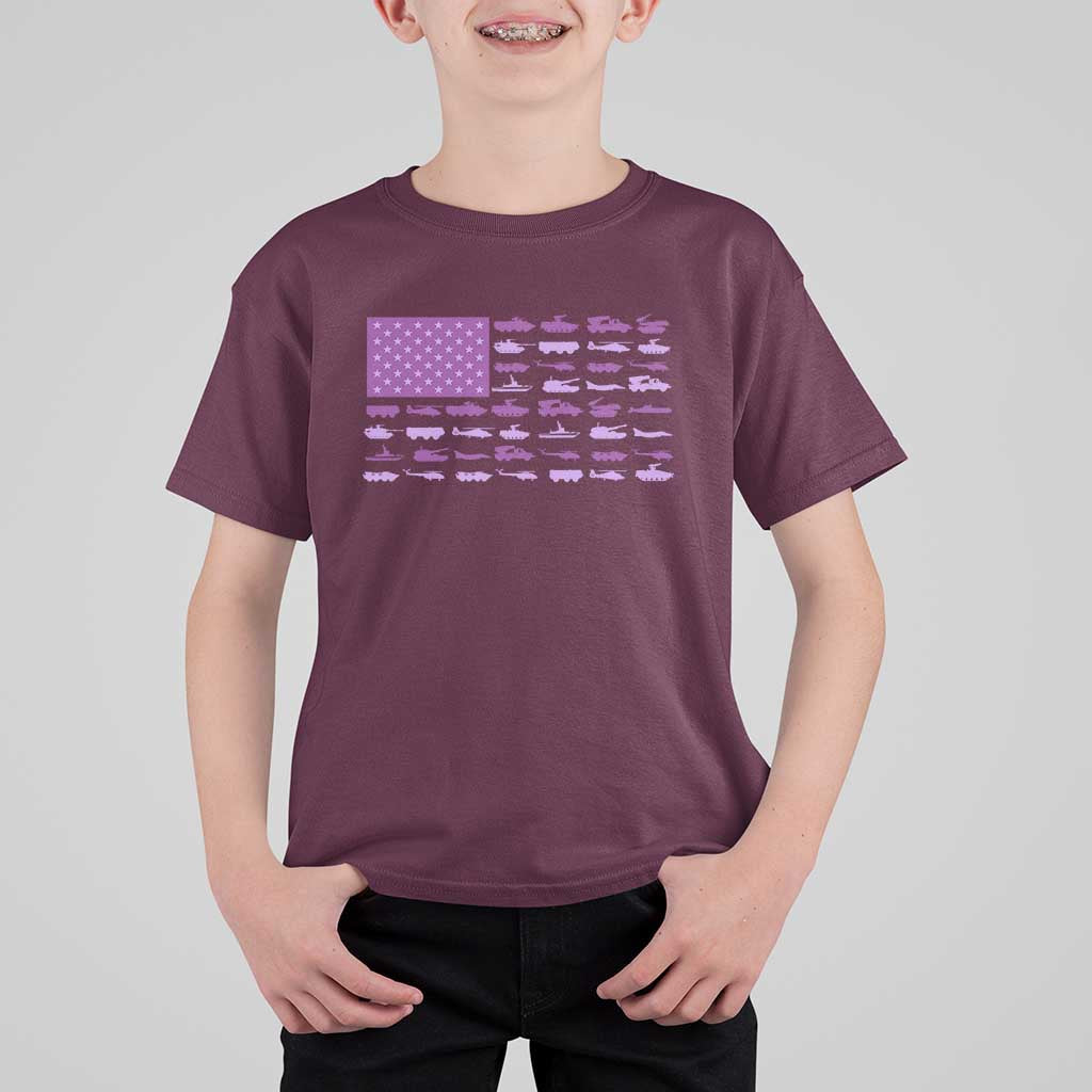 Military Child Month Military Transport American Flag T Shirt For Kid
