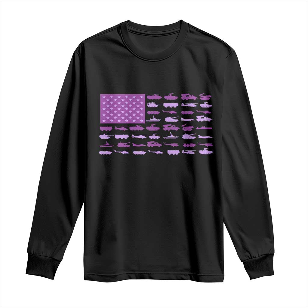Military Child Month Military Transport American Flag Long Sleeve Shirt