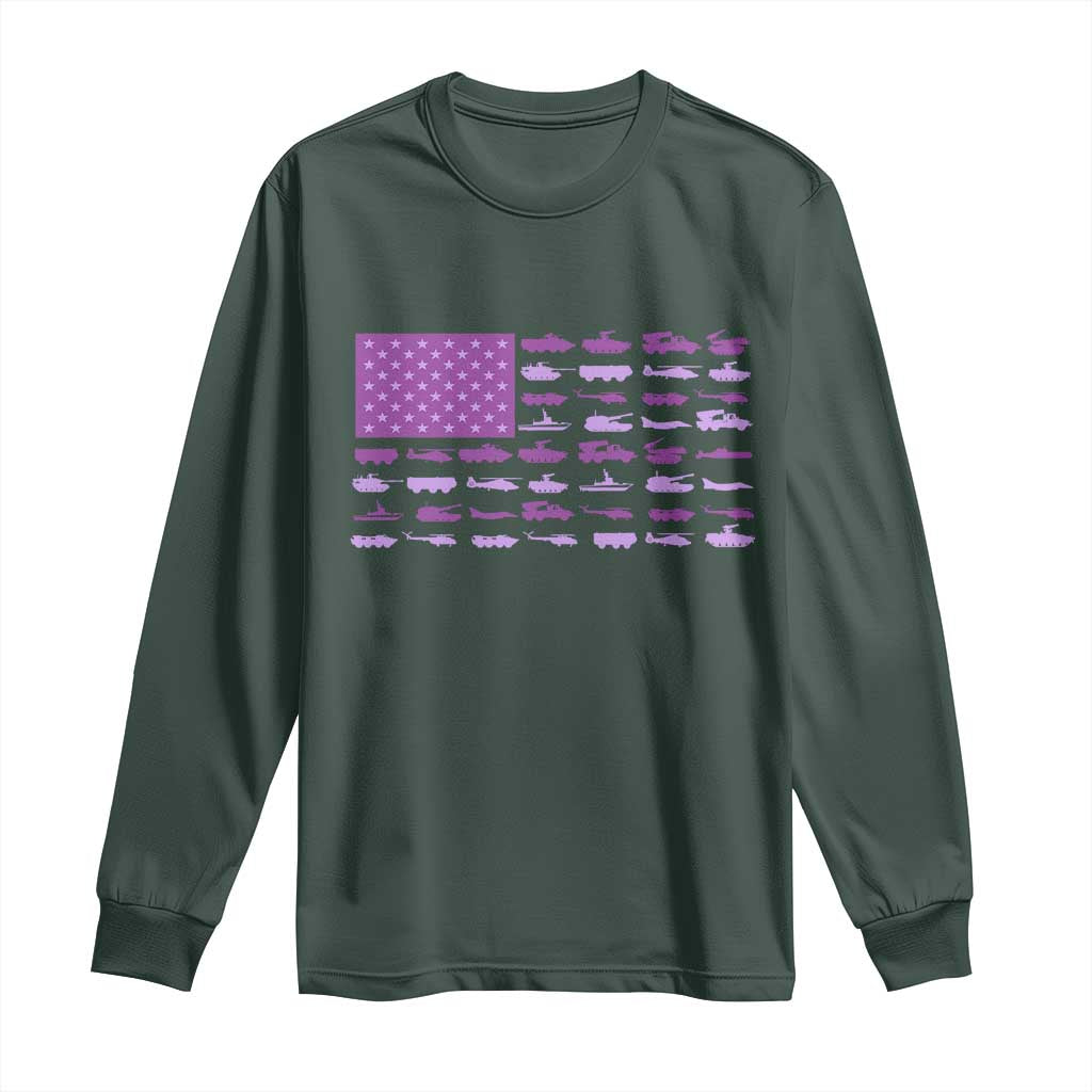 Military Child Month Military Transport American Flag Long Sleeve Shirt