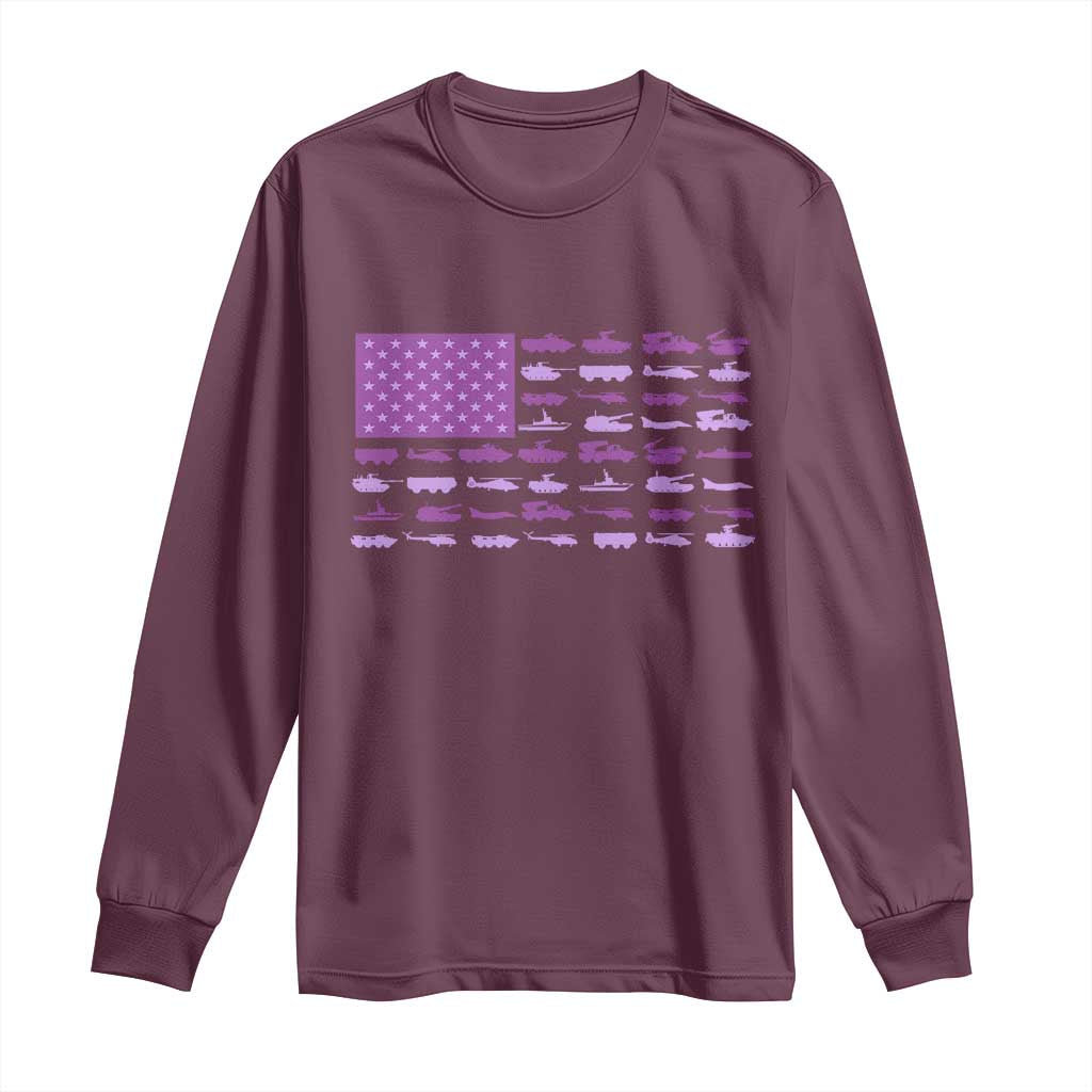 Military Child Month Military Transport American Flag Long Sleeve Shirt