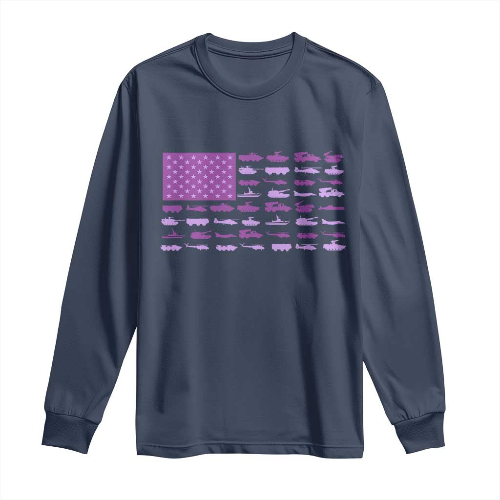 Military Child Month Military Transport American Flag Long Sleeve Shirt