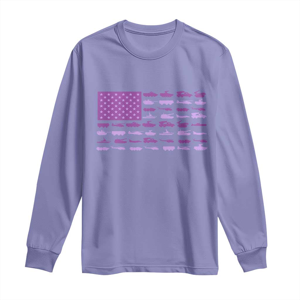 Military Child Month Military Transport American Flag Long Sleeve Shirt