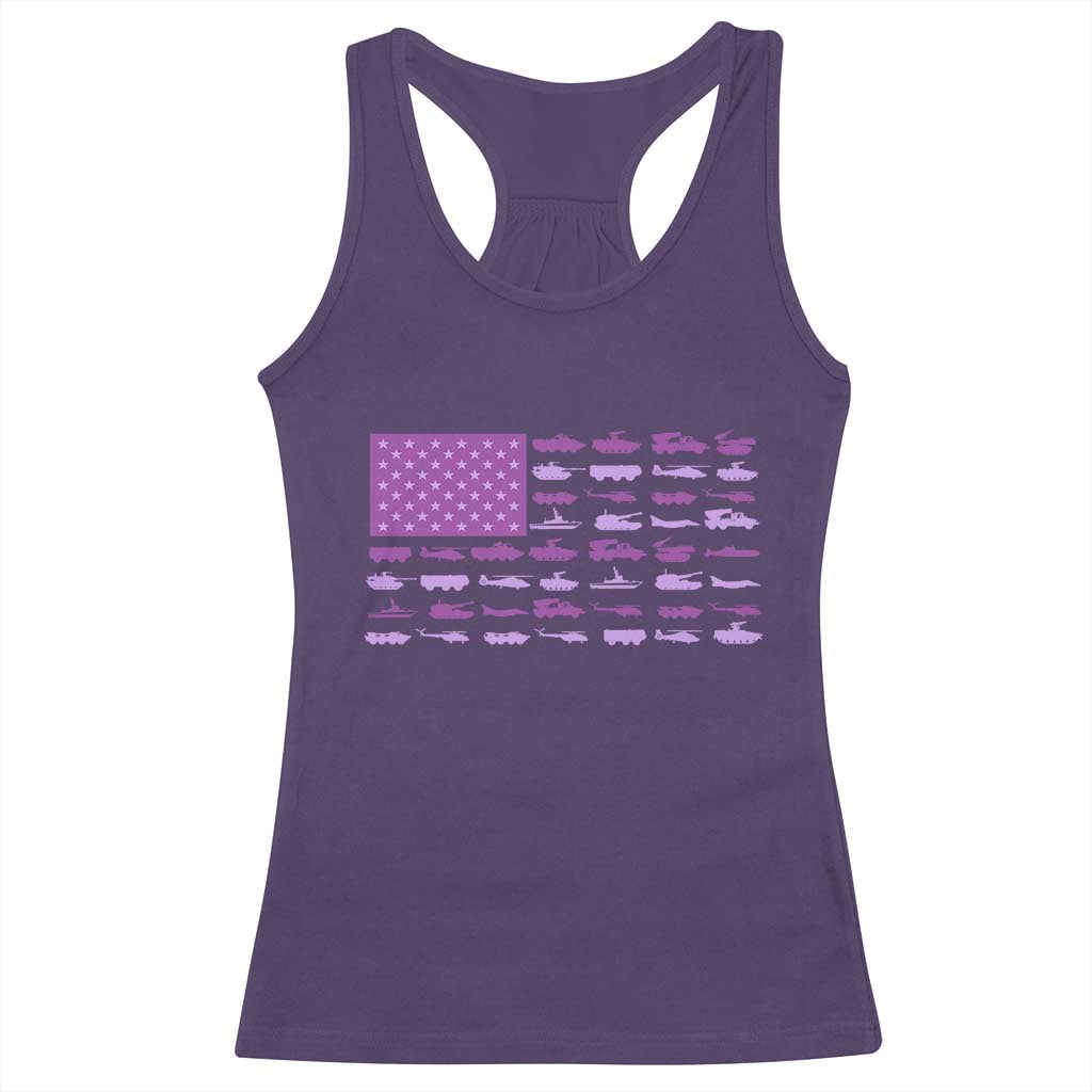 Military Child Month Military Transport American Flag Racerback Tank Top