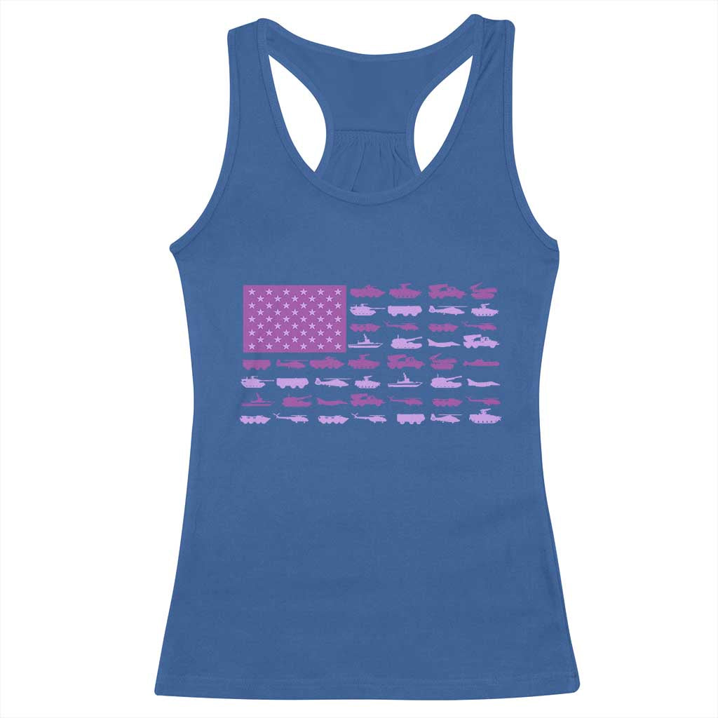 Military Child Month Military Transport American Flag Racerback Tank Top