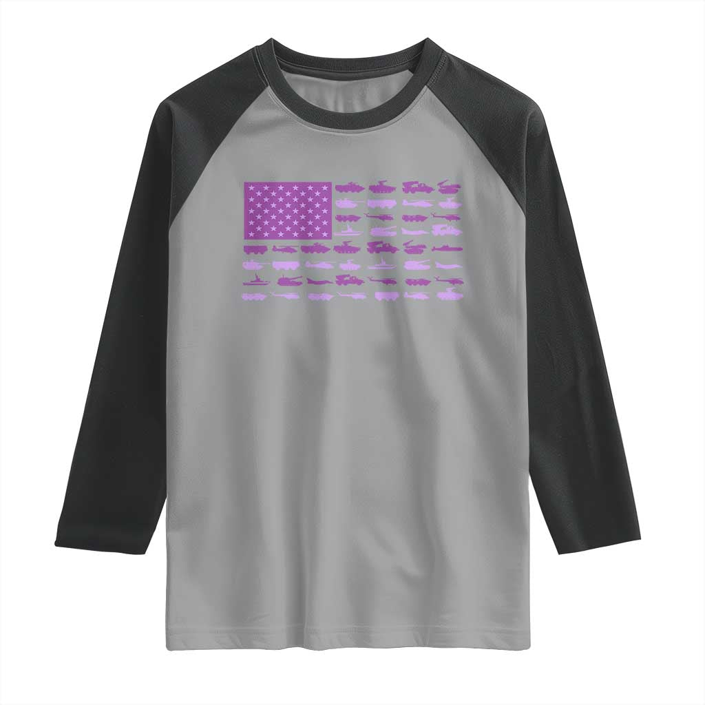 Military Child Month Military Transport American Flag Raglan Shirt