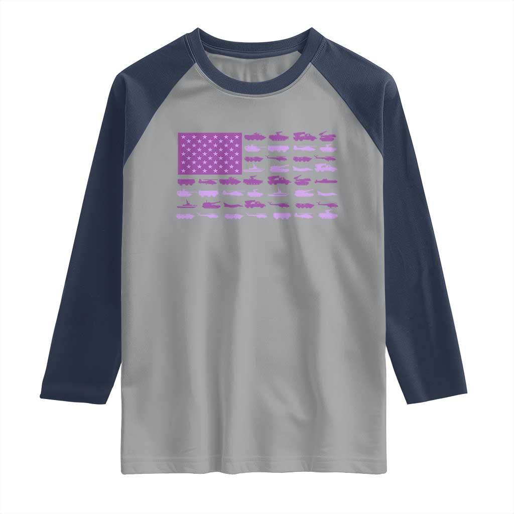 Military Child Month Military Transport American Flag Raglan Shirt