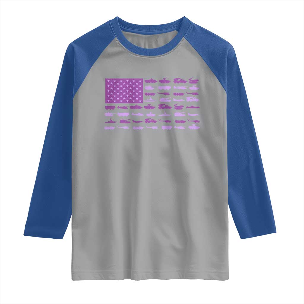 Military Child Month Military Transport American Flag Raglan Shirt
