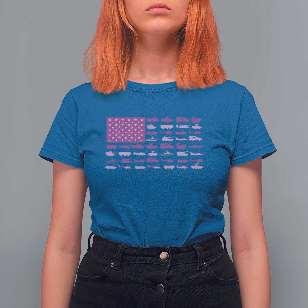 Military Child Month Military Transport American Flag T Shirt For Women