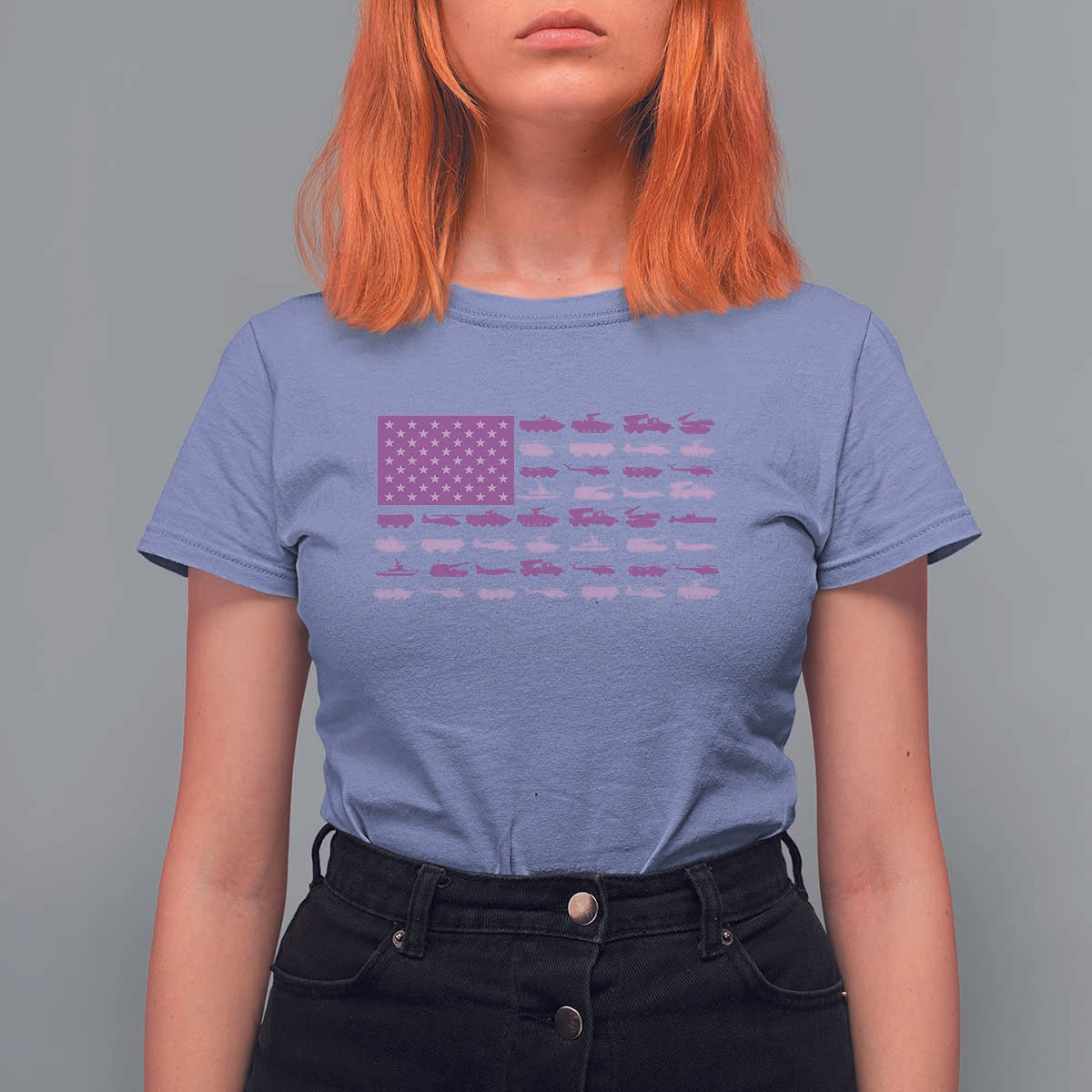 Military Child Month Military Transport American Flag T Shirt For Women