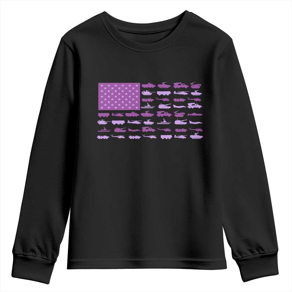 Military Child Month Military Transport American Flag Youth Sweatshirt