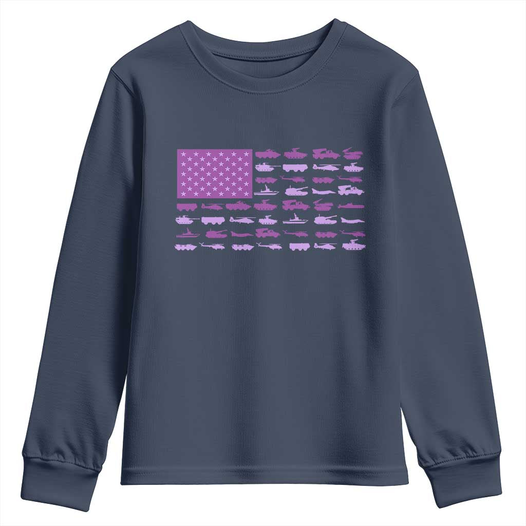 Military Child Month Military Transport American Flag Youth Sweatshirt