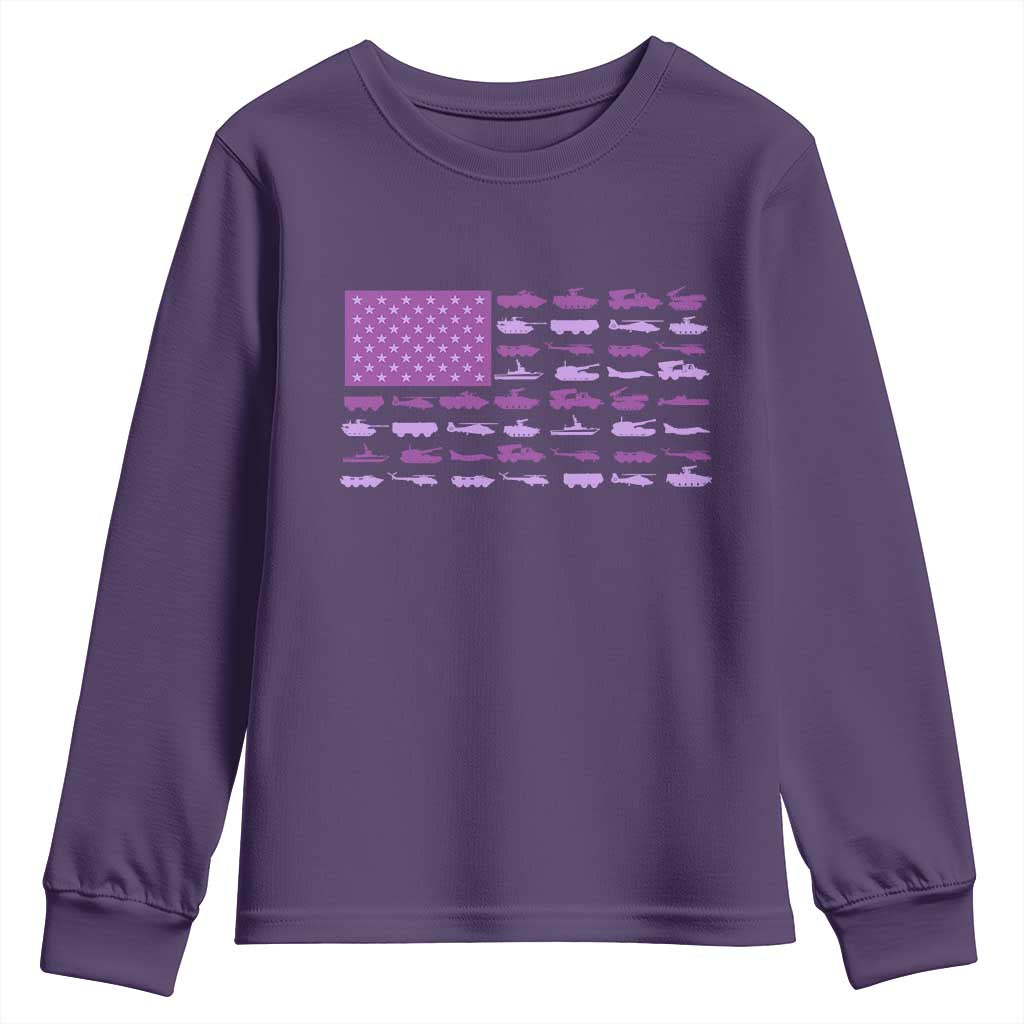 Military Child Month Military Transport American Flag Youth Sweatshirt