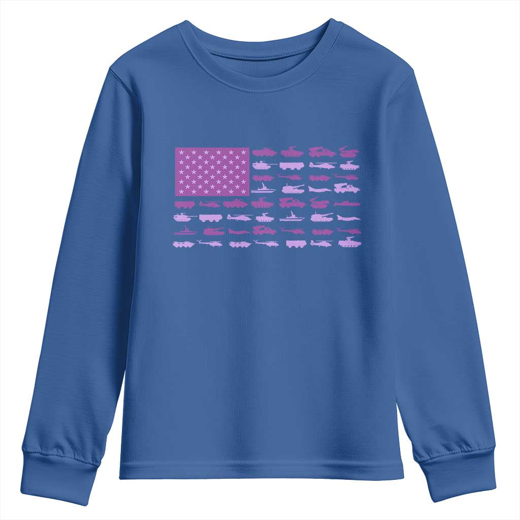 Military Child Month Military Transport American Flag Youth Sweatshirt