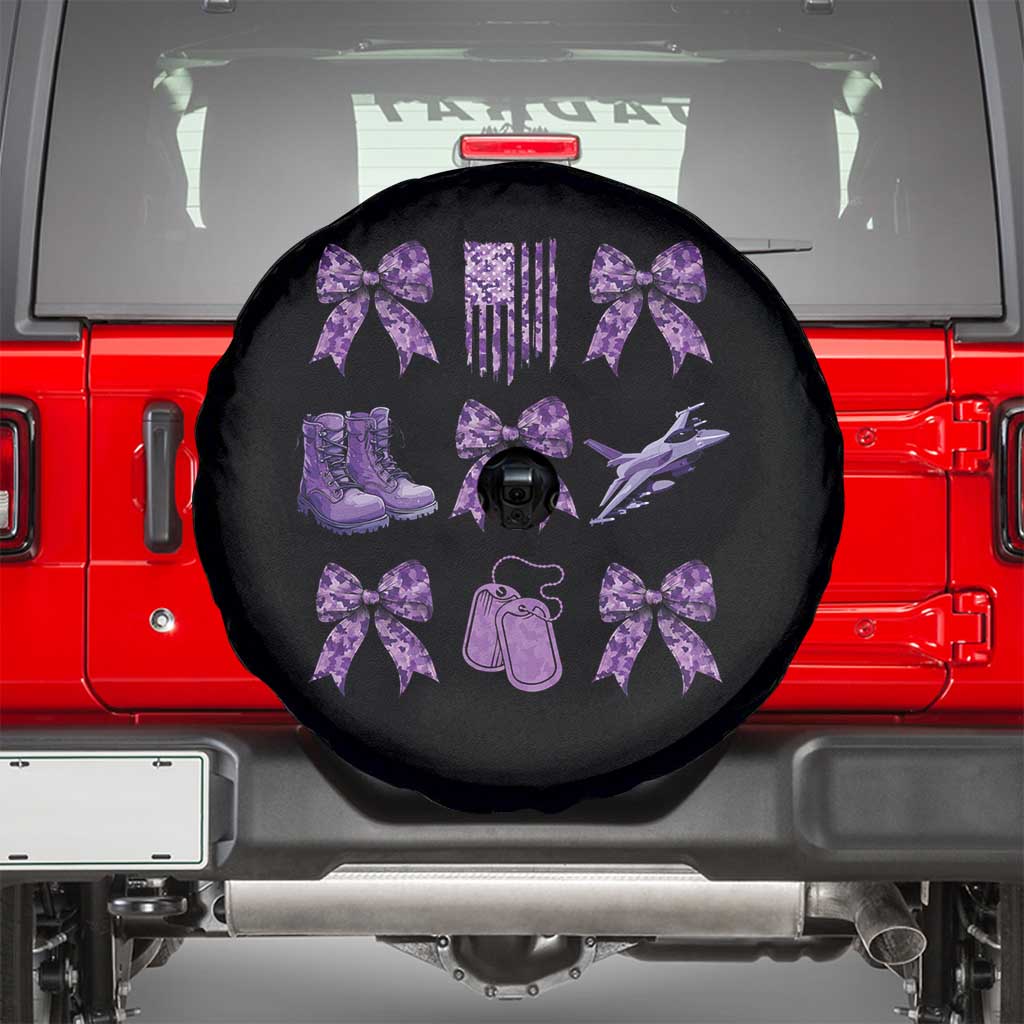 Military Kid Month Camo Coquette Bow Spare Tire Cover