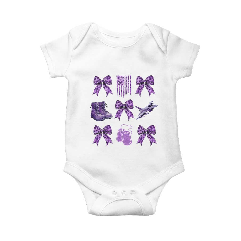 Military Kid Month Camo Coquette Bow Baby Onesie