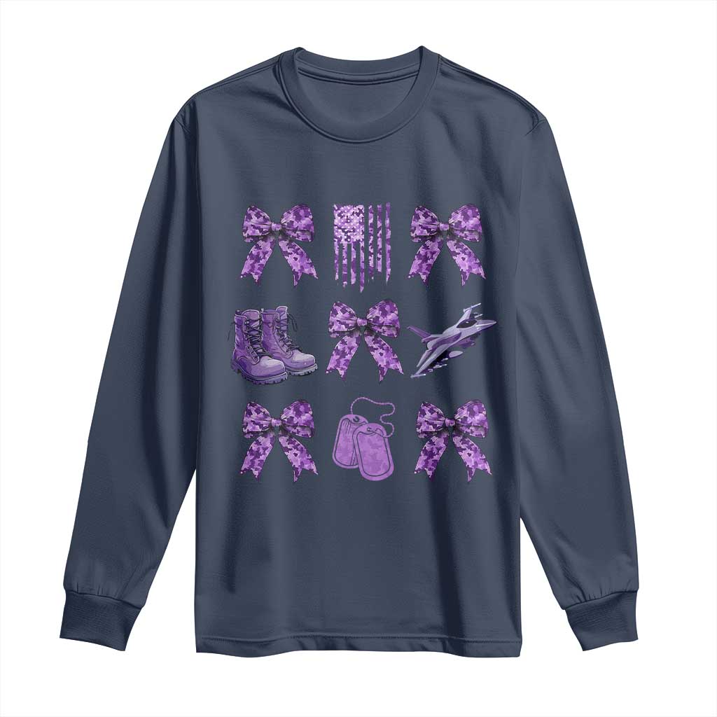 Military Kid Month Camo Coquette Bow Long Sleeve Shirt