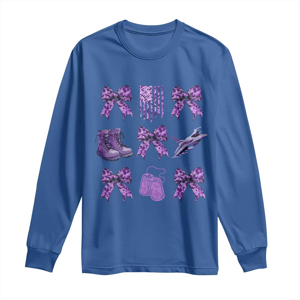 Military Kid Month Camo Coquette Bow Long Sleeve Shirt
