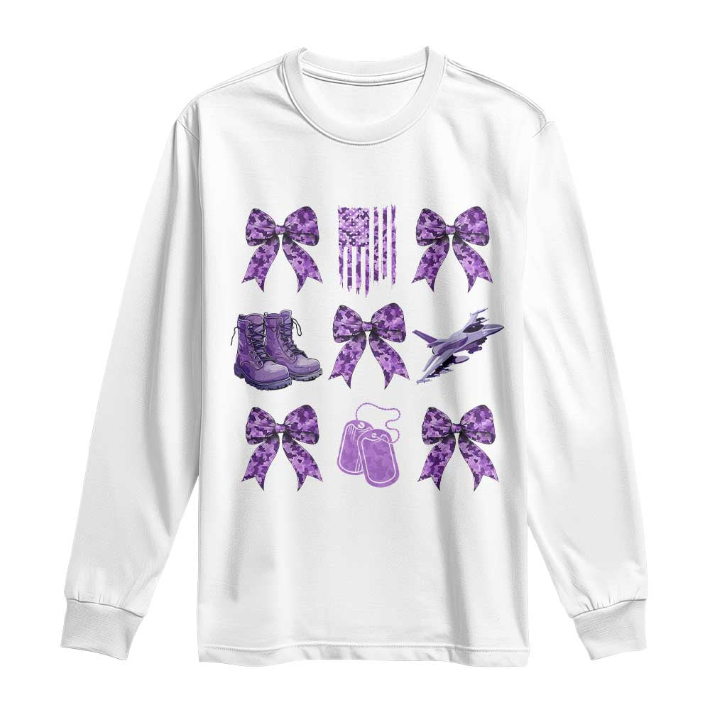 Military Kid Month Camo Coquette Bow Long Sleeve Shirt