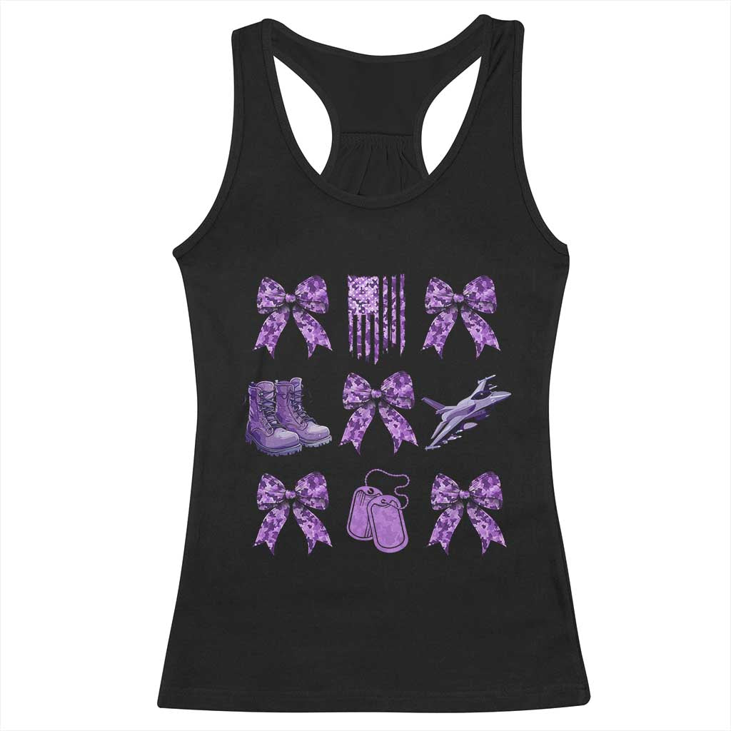 Military Kid Month Camo Coquette Bow Racerback Tank Top