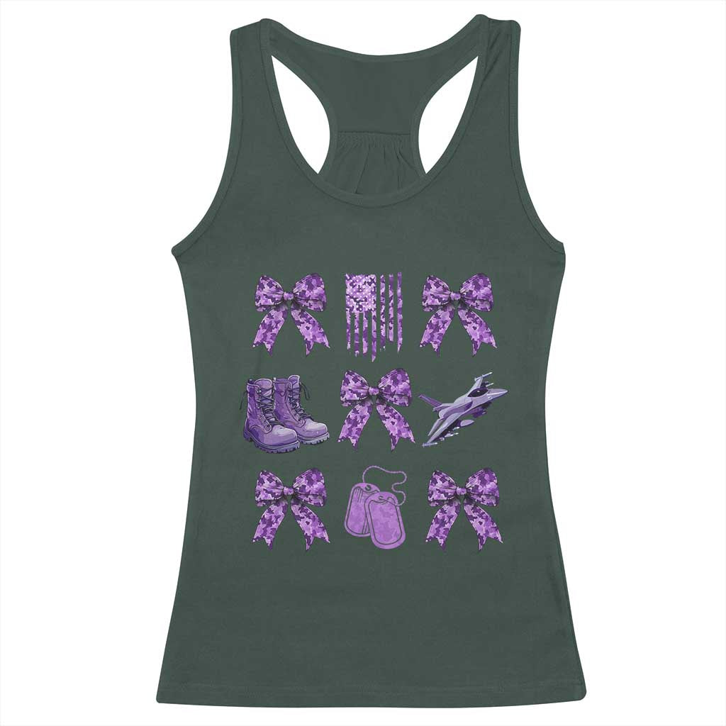 Military Kid Month Camo Coquette Bow Racerback Tank Top